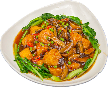 Spicy Japenese silken tofu with vegetables & mushrooms