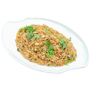 Fried glutinous rice with Chinese cured pork sausage and dried shrimps